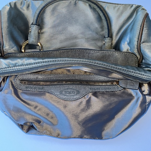 Authentic Vintage TOD’S Pashmy Small Satchel Handbag ~ In Grey Lizard/Nylon - Picture 5 of 16